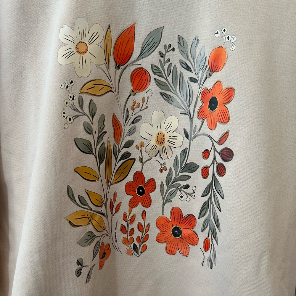 Floral Print Cream Sweatshirt - Picture 2 of 7
